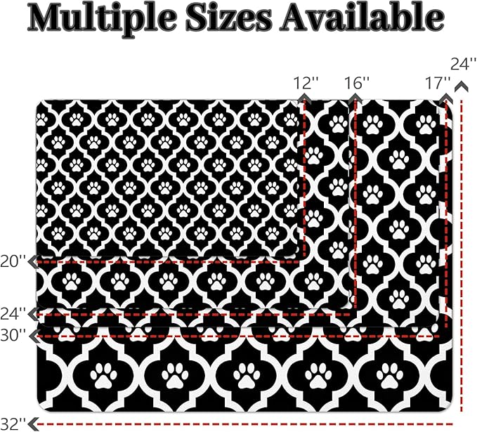 Dog Food Mat 24X32 Inch Pet Feeding Absorbent Mats for Floor Cat Water Bowl Placemats Non-Slip Washable Dog Mat for Food and Water