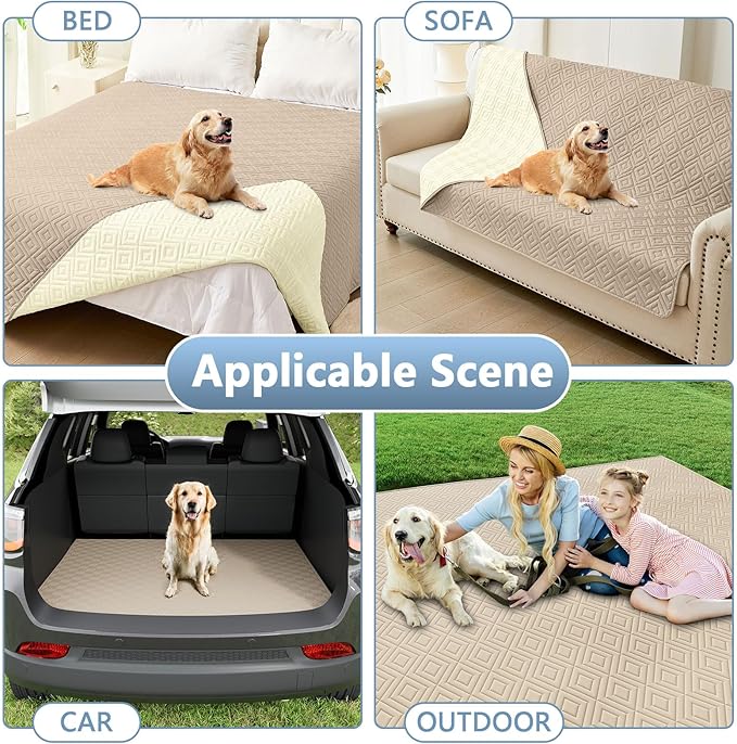 hyha Waterproof Dog Blanket, Soft Dog Bed Cover Pet Blankets, Waterproof Sofa Couch Cover for Dogs Washable, Reversible Pet Couch Covers for Sofa Furniture (40x80 Inch, Taupe/Beige)