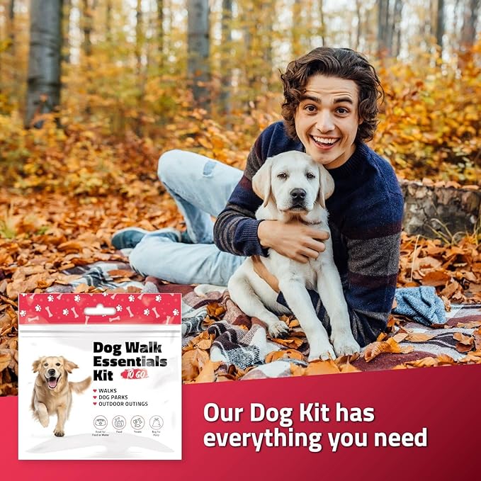 pH Advantage Dog Walking Essentials Kit – Includes Poop Bags, Disposable Water Bowl, Treats & Food – Travel-Friendly Pack Perfect for Walks, Hiking & Unexpected Emergencies - Red Style (5)