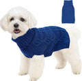 Dog Sweaters Small Dog Clothes Winter Turtleneck Puppy Sweater Warm Pet Cat Sweater Doggy Pullover Outfit with Twisted Design XS~XL(Navy Blue, X-Large)