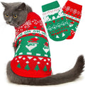 Stretchy Cat Christmas Sweater - 2 Packs Christmas Sweaters for Cats | Snug Winter-Ready Knit for Boy/Girl Cats & Kittens(Scarlet, Medium)