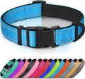 Joytale Reflective Dog Collar, Soft Neoprene Padded, Metal D-Ring, Nylon Pet Collar Adjustable for Extra Large Dogs, SkyBlue, XL