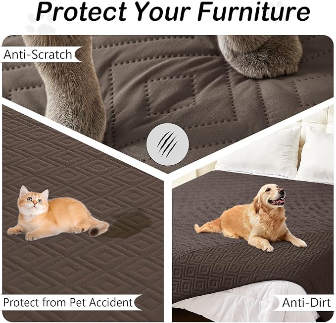 hyha Waterproof Dog Blanket, Soft Dog Bed Cover Pet Blankets, Waterproof Sofa Couch Cover for Dogs Washable, Reversible Pet Couch Covers for Sofa Furniture (52x82 Inch, Chocolate/Chocolate)
