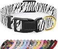 Reflective Dog Collar for Medium Dogs, Cute Boho Adjustable Heavy-Duty Nylon Puppy Collar for Boy and Girl Female, Soft Pet Accessories with Quick Release Buckle, Stylish Zebra Print