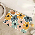 Abstract Daisy Flower Dog Food Mat for Floors,Retro Groovy Flowers Absorbent Pet Food and Water Bowl Mats,Non-Slip Pet Feeding Mat,Pet Supplies 12" x 20"