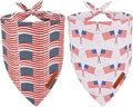 ADOGGYGO American Flag Dog Bandana 2 Pack, Reversible White Red USA Flag Pet Scarf Bib, Adjustable Fit 4th of July Bandanas for Small Dogs Pets (Small)