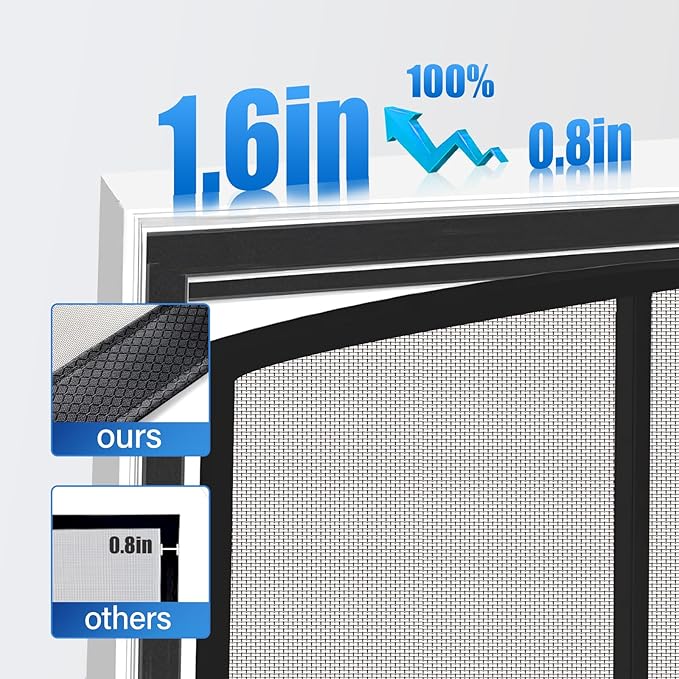 Magnetic Screen Door Upgraded PET Mesh Stronger Than Fiberglass and Polyester,Hands Free,Keeps Bugs Out,Pet & Kid Friendly,Suitable for Sliding Door,Large Patio Door and French Door-96''x80''