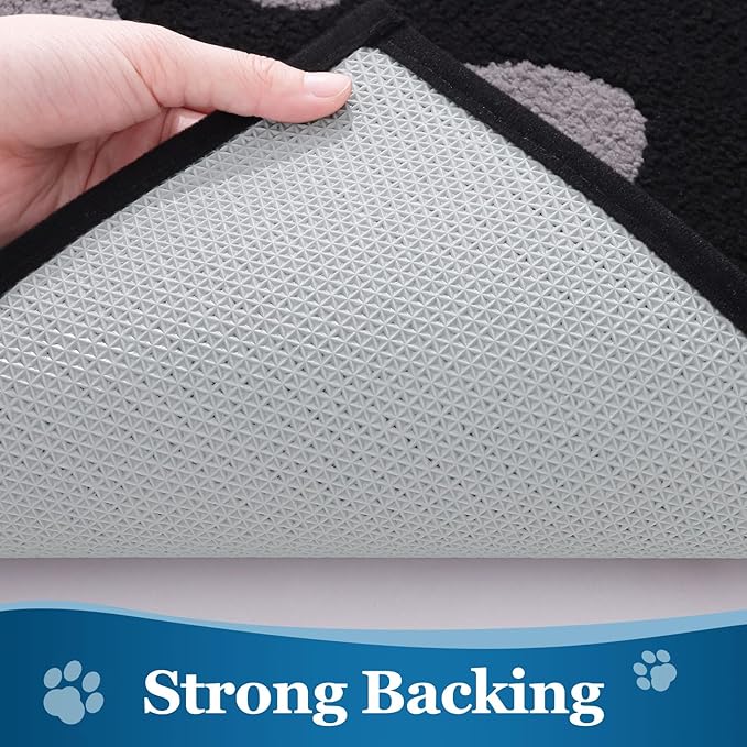 Buganda Dog Door Mat for Muddy Paws, Absorbent Dirt Trapper Washable Indoor Doormats, Non Slip Low-Profile Mud Mat for Dogs, Front Entrance Doormat for Inside Floor (59x35 Inches, Black and Grey)