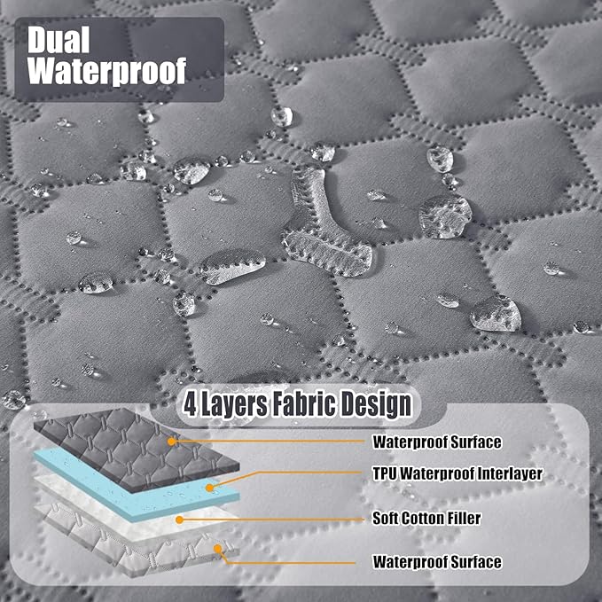 Smiry Waterproof Dog Bed Cover Blanket, Soft Reversible Pet Blanket, Washable Leakproof Cats Dogs Couch Cover for Sofa, Couch, Furniture (82x82 Inch, Grey/Light Grey)