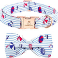 Lionheart glory Dog Collar, Dog Collar with Bow, Summer Stripe Boy Dog Bowtie Collar Cute Pet Collar Gift for Medium Dog