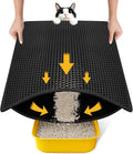 Cat Litter Mat, Upgrade Super Waterproof Back Layer Litter Box Mat, Non Slip, Durable, Soft on Paws Kitty Trapping Matt (24"x18", Black)