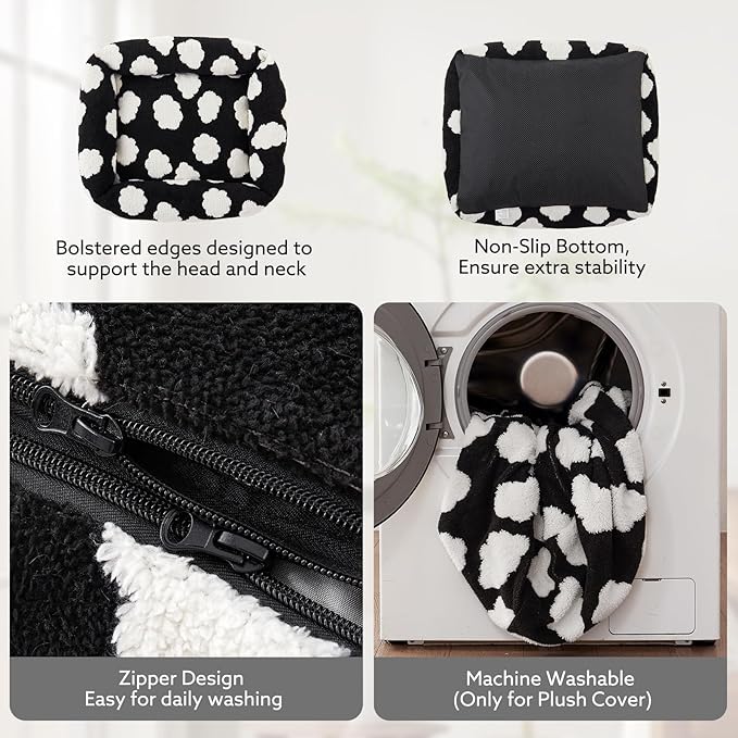 JOEJOY XL Dog Beds Large Sized Dog, Rectangle Washable Orthopedic Pet Bed with Removable Zipper Cover, Cute Soft Calming Puppy Pet Bed with Jacquard Shaggy Plush & Non Skid Bottom