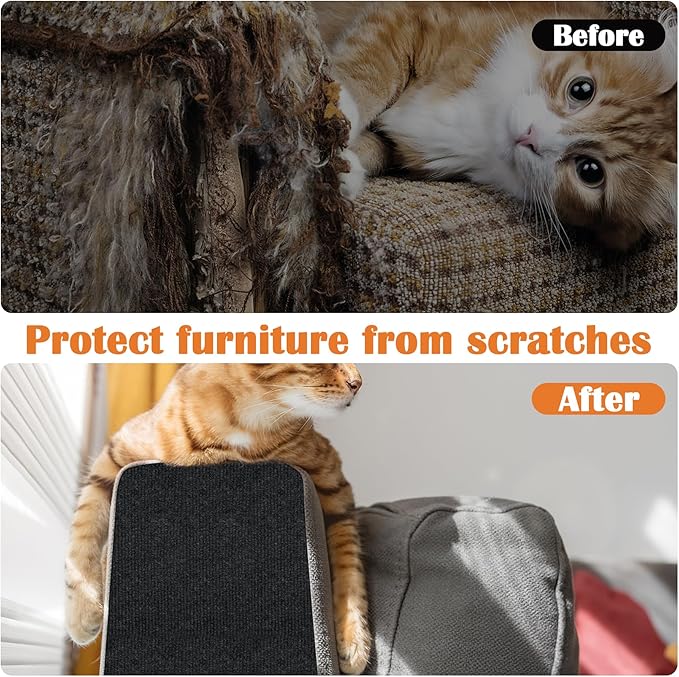 Cat Scratch Furniture Protector - 118" x 17" Trimmable Self-Adhesive Cats Claws Scratch Pads, DIY Cat Climbing Couch Protector for Scratch Post Cat Tree Replacement Indoor (Black)