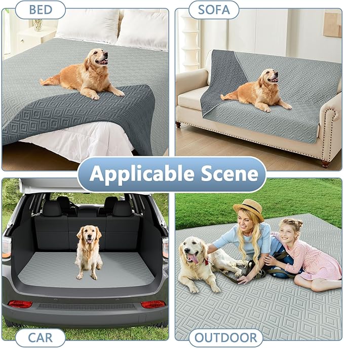 hyha Waterproof Dog Blanket, Soft Pet Bed Blankets, Waterproof Sofa Couch Cover for Dogs Washable, Reversible Pet Couch Covers for Sofa Furniture (30x80 Inch, Grey/Dark Grey)