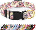 Reflective Dog Collar for Medium Dogs, Cute Flower Theme Adjustable Heavy-Duty Nylon Puppy Collar for Boy and Girl Female, Soft Pet Accessories with Quick Release Buckle, Colorful Floral