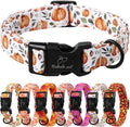 Fall Dog Collar, Cute Orange Pumpkin Pattern Puppy Collar, Soft Comfort Adjustable Holiday Thanksgiving Dog Collars for Small Medium Large Boy&Girl Dogs XS
