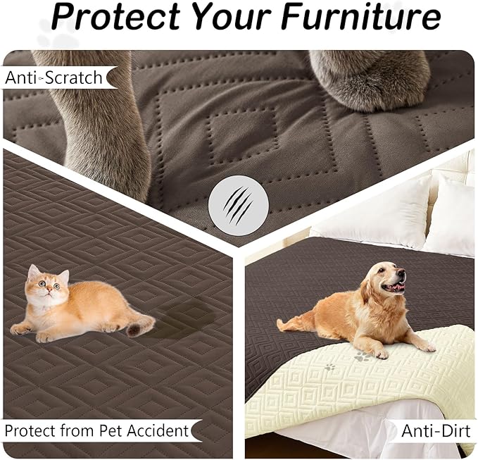 hyha Waterproof Dog Blanket, Soft Dog Bed Cover Pet Blankets, Waterproof Sofa Couch Cover for Dogs Washable, Reversible Pet Couch Covers for Sofa Furniture (40x80 Inch, Chocolate/Beige)