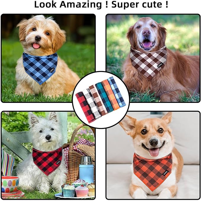 Christmas Dog Bandana XLarge-Red Black Dog Scarf Buffalo Plaid Printing Adjustable Bib Handkerchief Accessories for Large Dogs (XL)