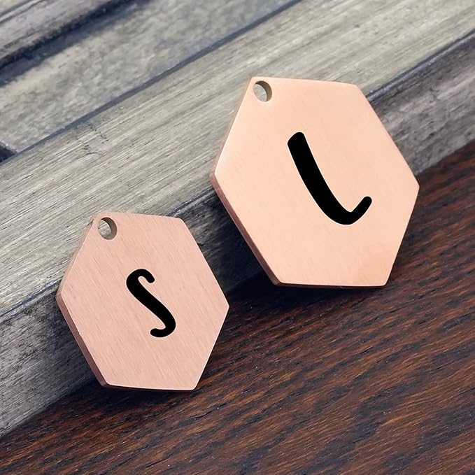 Ultra Joys Stainless Steel Pet ID Dog Name Tag - Personalized Front and Back Engraving, Customized for Dogs and Cats, Optional Both Sides Engraving, Hexagon Vine Design, Rose Small