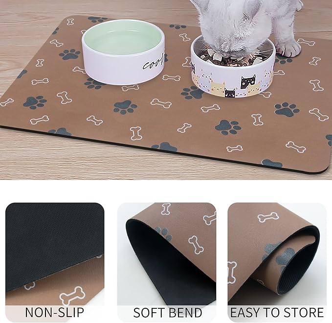 Pet Cat Dog Food Mat Non Slip Mat for Dog Water Bowl Mat Quick Dry Absorbent Cat Feeding Mat, 18.1 * 11.8 in, Blue