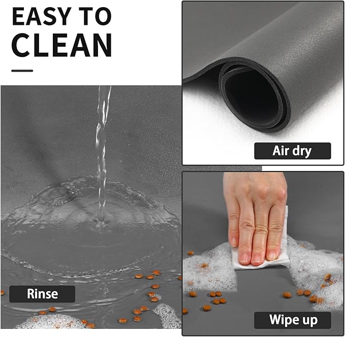 Dog Food Mat - Absorbent Cat Mat for Food and Water, No Stains Pet Feeding Bowl Mat, Easy to Clean Pet Placemats, Quick Dry Dog Water Dispenser Mat for Messy Drinkers | Dark Grey 18"x 28"