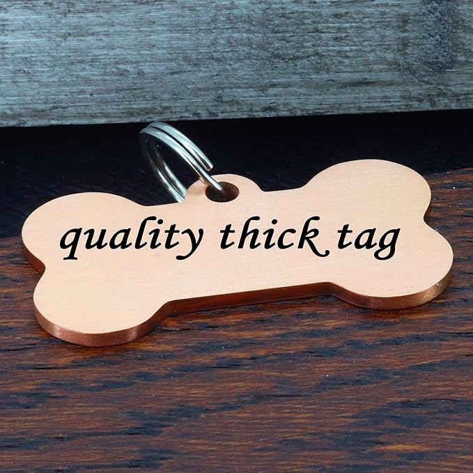 Ultra Joys Stainless Steel Dog ID Tag - Personalized Front and Back Engraving, Bone Tag Mountain Design, Rose Large