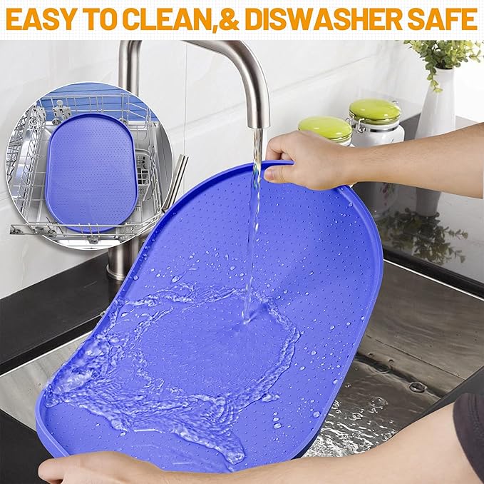Hubulk 100% Waterproof Silicone Pet Feeding Mat with Raised Edge for Food and Water, Dog Bowl Mats, Cat Bowls Placemat with High Lip Protects Floor for Cats and Dogs (Purple, 19" L x 12" W)