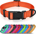 Joytale Large Dog Collar, Reflective and Adjustable Nylon Pet Collar with Quick-Release Buckle for Large Dogs, Orange, L