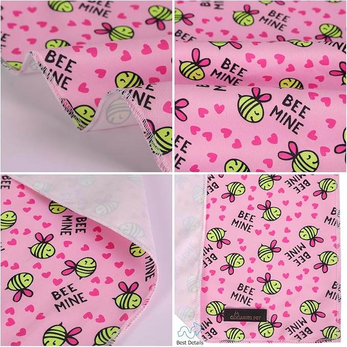 ARING PET Bee Dog Bandanas, Spring Yellow Pink Bees Pet Bandana Scarf Triangle Bibs for Puppy Small Medium Large Boy Girl Dogs Cats-S