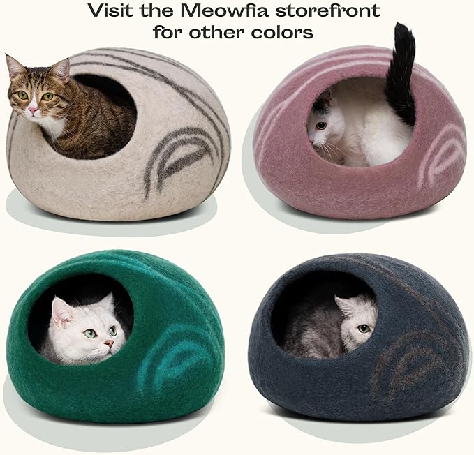 MEOWFIA Cat Cave – Premium Felt Cat Bed for Indoor Cats, Handmade Merino Wool (Tucson Sunset, Large)