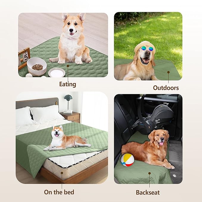 gogobunny 100% Double Sided Waterproof Dog Blanket Soft Pet Bed Cover Reversible Protect Furniture Couch Sofa Car for Puppy Cat Kids (Dark Green/Light Green, 30x80 Inch (Pack of 1))