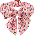 Christmas Dog Collar with Bow Tie, Pink Christmas Tree Collars for Dogs, Adjustable Pet Collar with Cute Xmas Tree Pendant, Winter Dog Accessories for Small Medium Large Dogs L