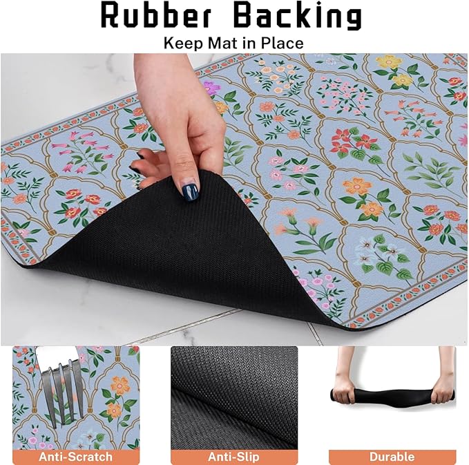 Absorbent Pet Dog Bowl Mat for Food and Water, Pet Cat Food Feeding Mat with Non Slip Rubber Backing, Dog Food Mats for Floors Waterproof, 17"x30"