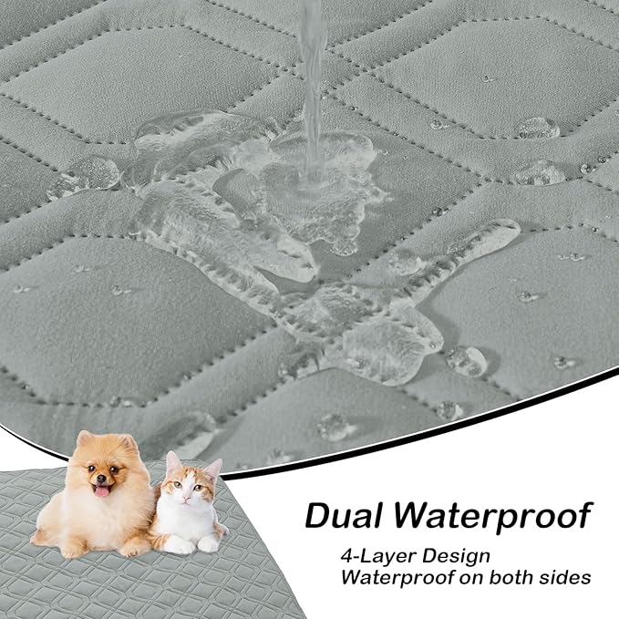 hyha Waterproof Dog Bed Blanket, Soft Pet Blankets, Waterproof Couch Cover for Dogs, Reversible Sofa Covers Washable for Furniture (40x50 Inch, Grey/Light Grey)