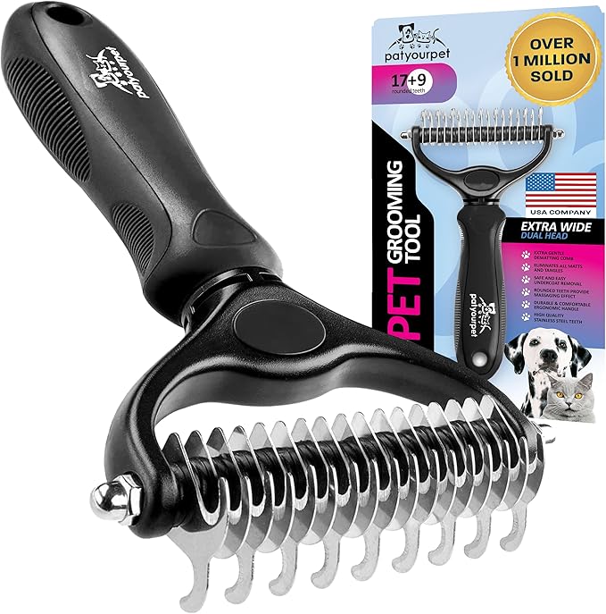 Pat Your Pet Deshedding Dog Brush For Shedding – Cat Brushes For Indoor Cats, Double-Sided Cat Brush Deshedding & Grooming Tool For Long Haired And Short Haired Dogs, Skin-Friendly