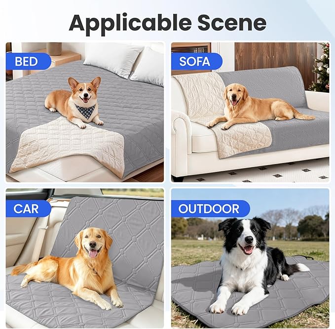 Waterproof Couch Covers for Pets, Waterproof Dog Bed Cover, Anti-Slip Soft Dog Blankets, Couch Cover for Dogs Washable, Pet Blanket for Puppy Large Dogs Cat (82x102 Inch, Light Grey)
