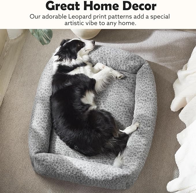 JOEJOY Large Dog Beds Large Sized Dog, Washable Orthopedic Premium Soft Corduroy Fleece Pet Bed with Removable Zipper Cover, Cute Calming Puppy Bed with Non Skid Bottom