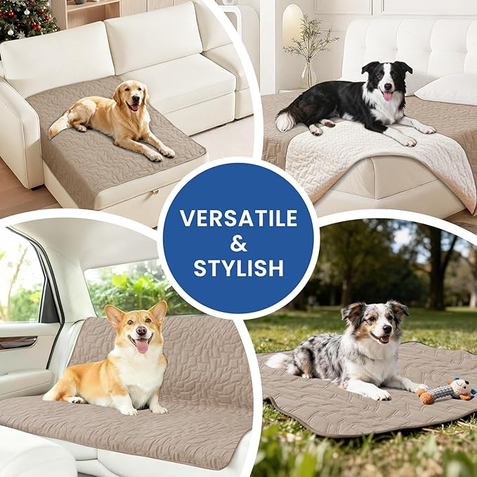 Waterproof Couch Covers for Pets, Waterproof Dog Bed Cover, Anti-Slip Soft Dog Blankets, Couch Cover for Dogs Washable, Pet Blanket for Puppy Large Dogs Cat (30x70 Inch, Khaki)