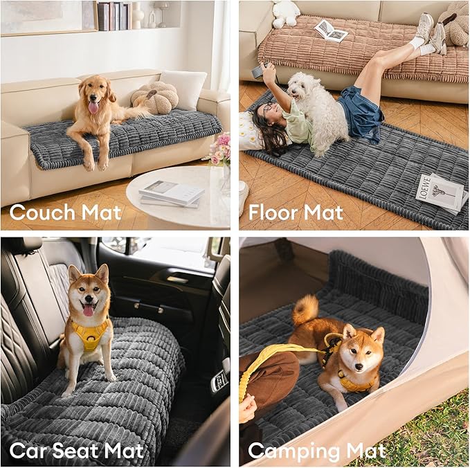 FUNNY FUZZY Pet Couch Covers for Sofa, Flannel Dog Couch Cover for Dogs Washable, Sofa Cover Furniture Protector Pet-Friendly Sofa Cover for Dogs & Kids (Dark Gray, 27.6"×59.1")