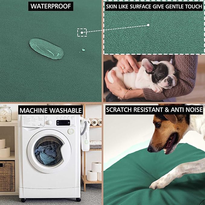 Dog Bed Cover Waterproof Replacement Machine Washable Covers for 44x44 Inch Dog Bed Heavy Duty Scratch Resistant Mattress Protector Pet Bed Round Dark Green Cover Only