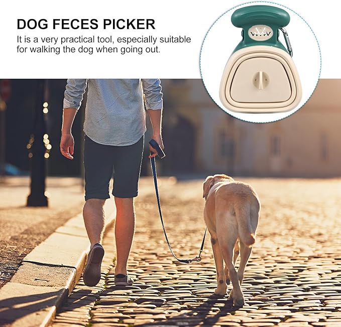 Portable Foldable Pet Pooper Scooper with Clip, Small Mustard Green Dog Waste Pickup Tool for Outdoor Use, Lightweight Plastic Puppy Poop Scoop for Travel and Walks