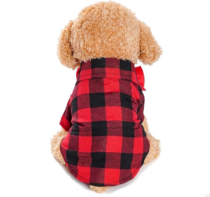 Tongcloud 3 Pack Plaid Puppy Cat Shirt - Cute Dog & Cat Shirts for Extra Small Dogs & Cats - Birthday Party & Holiday Photos (Red, Blue & White, XXX-Large)