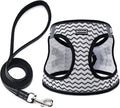 BOOMIBOO Dog Harness with Leash Set, No Pull Adjustable Reflective Step-in Puppy Pet Vest Harnesses for Small Medium Large Dogs and Cats,White Stripe S