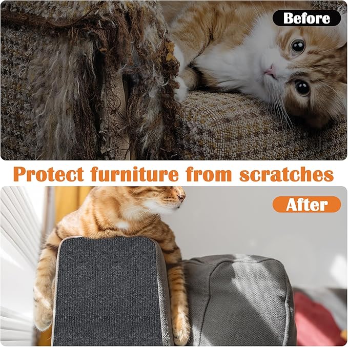 Cat Scratch Furniture Protector - 100" x 17" Trimmable Self-Adhesive Cats Claws Scratch Pads, DIY Cat Climbing Couch Protector for Scratch Post Cat Tree Replacement Indoor (Dark Gray)