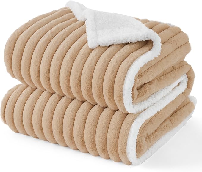 Bedsure ComfyFleece™ Waterproof Dog Blankets for Small Dogs - Soft Puppy Cat Blanket Corduroy Fleece Washable, Cozy Calming Reversible Furniture Protection for Pet Kitten Doggy,25"x35", Tuscan Beige