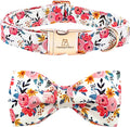 Lionheart glory Dog Collar Bow Collar Floral Dog Collar with Bow Tie Spring Summer Cute Collar Dog Boy or Girl Dog Collars Soft Durable Adjustable Dog Collars for Small Dogs