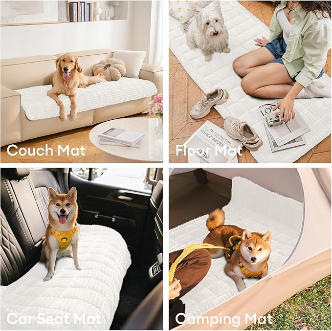 FUNNY FUZZY Pet Couch Covers for Sofa, Washable Dog Couch Cover Protector for Dogs, Flannel Couch Covers for Dogs Pet Friendly Pets Mat Bed Sofa Cover (White, 27.6"×70.9")