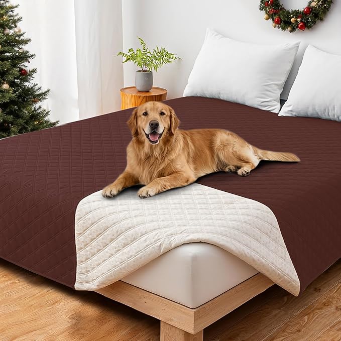 Waterproof Dog Bed Cover, Non-Slip Dog Blanket for Couch, Couch Covers for Dogs Washable, Pet Blanket for Furniture, Pet Bed Mat for Sofa, Car, Pet Supplies (82x102 Inch, Coffee)