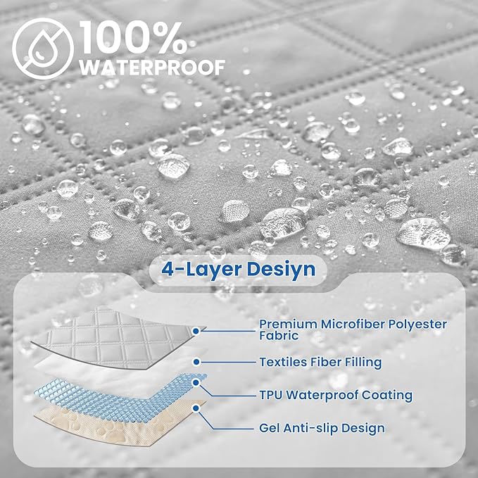 Waterproof Dog Bed Cover, Non-Slip Dog Blanket for Couch, Couch Covers for Dogs Washable, Pet Blanket for Furniture, Pet Bed Mat for Sofa, Car, Pet Supplies (82x120 Inch, Light Grey)
