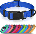 Joytale Reflective Dog Collar, Adjustable Nylon Pet Collar with Quick-Release Buckle for Medium Dogs, Navy Blue, M